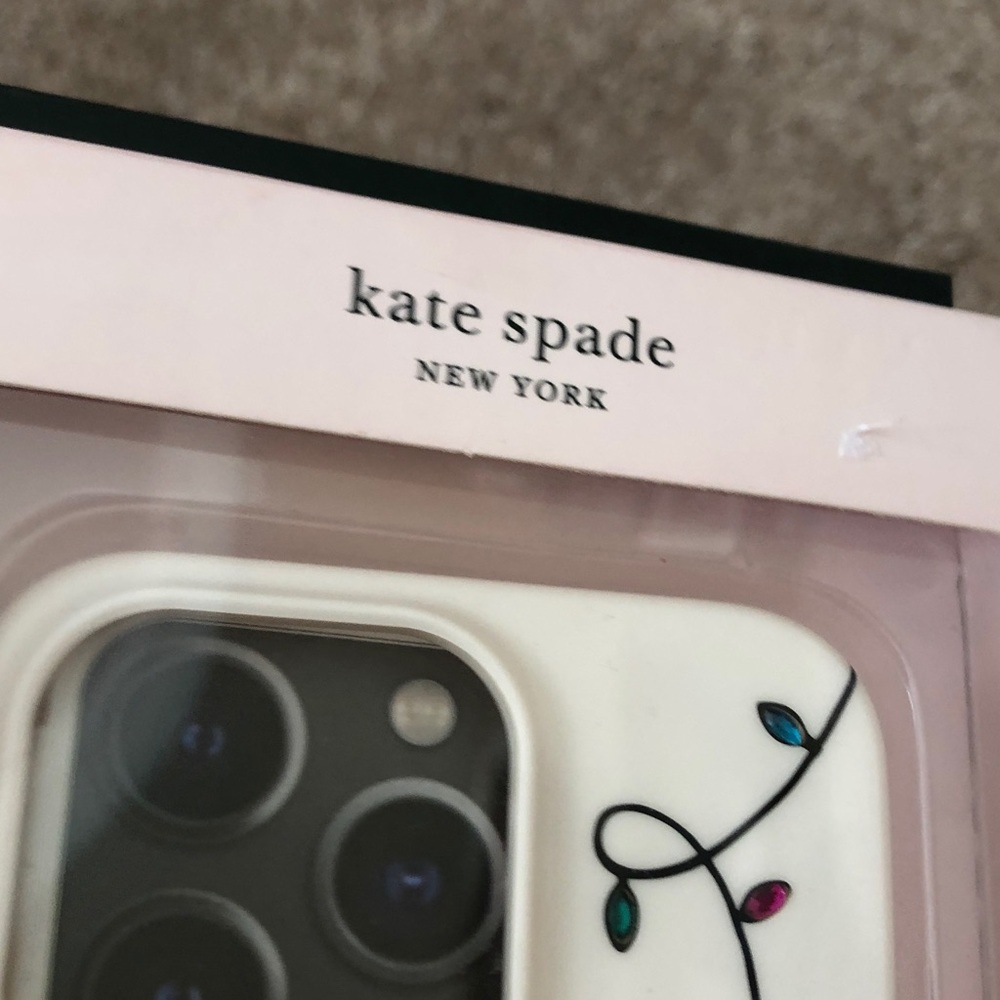 Kate Spade Claude iPhone 13 PRO sweater dog  lights flexible phone case New - Picture 2 of 9